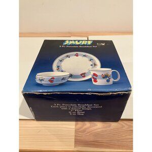 The Smurfs 1982 3-Piece Breakfast Set - Wallace Berrie, New in Box